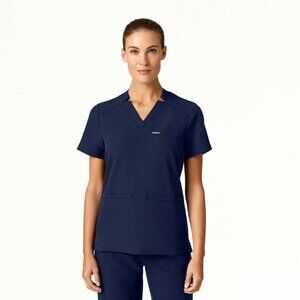 Jaanuu women's Helia Slim Notched V-Neck Scrub Top